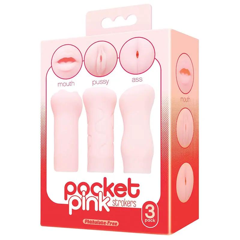 The 9's Pocket Pink Mini Masturbator Trio by Icon Brands