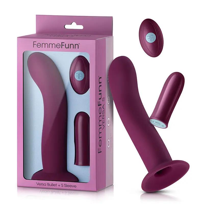 FemmeFunn Versa S Bullet Vibrator & Curved Silicone Sleeve Dark Fuchsia by FemmeFunn