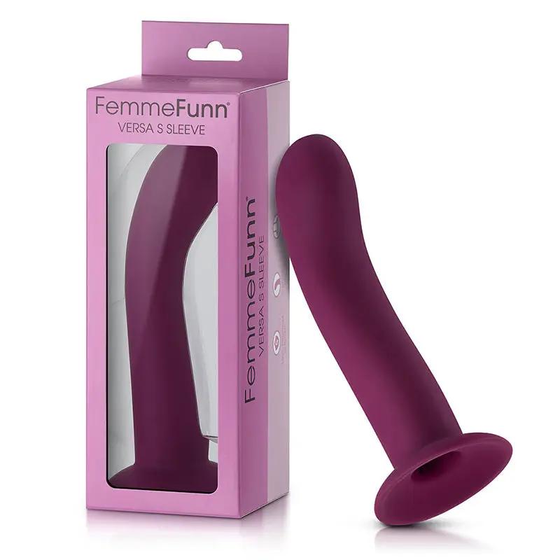FemmeFunn Versa S Sleeve Curved Silicone Sleeve with Suction Cup Dark Fuchsia by FemmeFunn