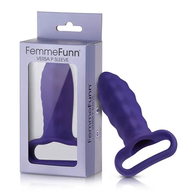 FemmeFunn Versa P Sleeve Textured Silicone Bullet Sheath Dark Purple by FemmeFunn