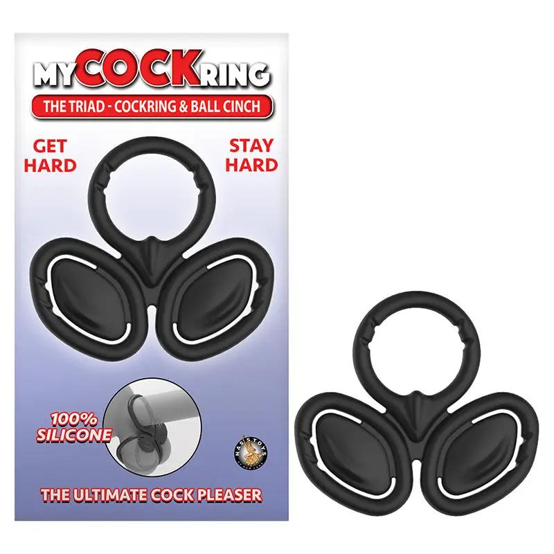 My Cockring The Triad Cockring & Ball Cinch Black by Nasstoys