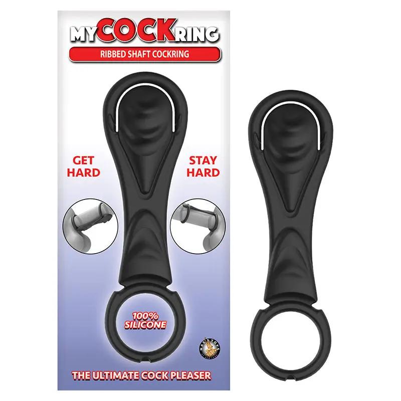 My Cockring Ribbed Shaft Cockring Black by Nasstoys
