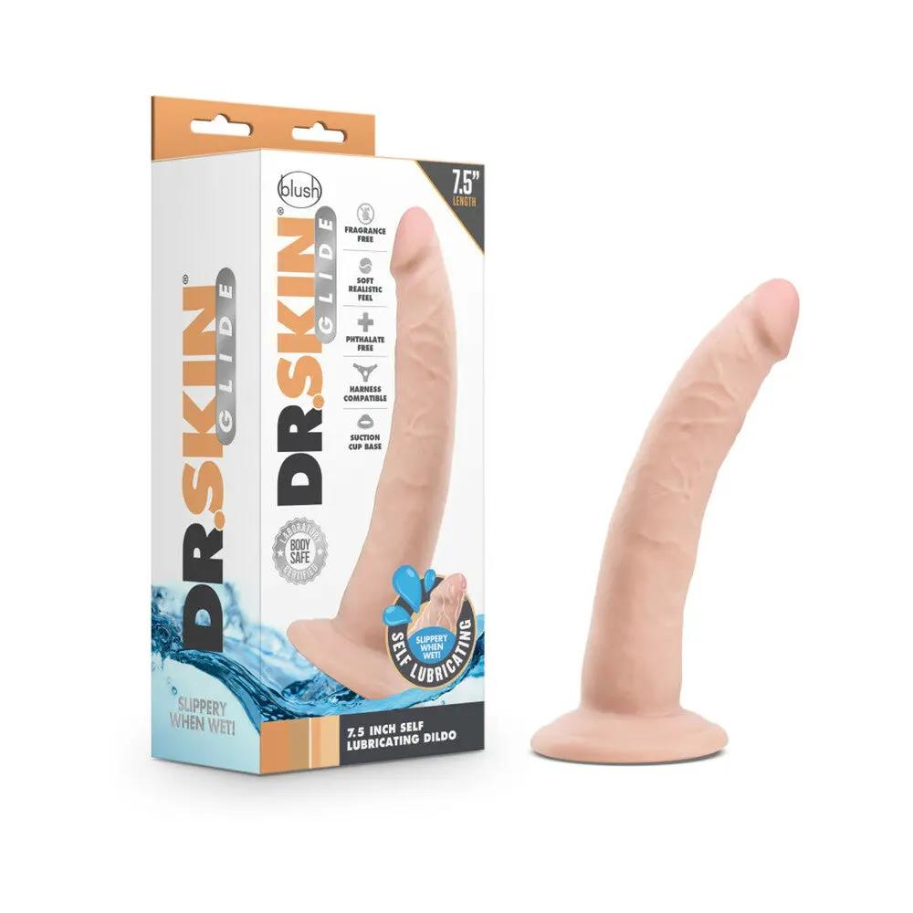 Dr. Skin Glide Realistic 7.5 in. Self-Lubricating Dildo Beige by Blush
