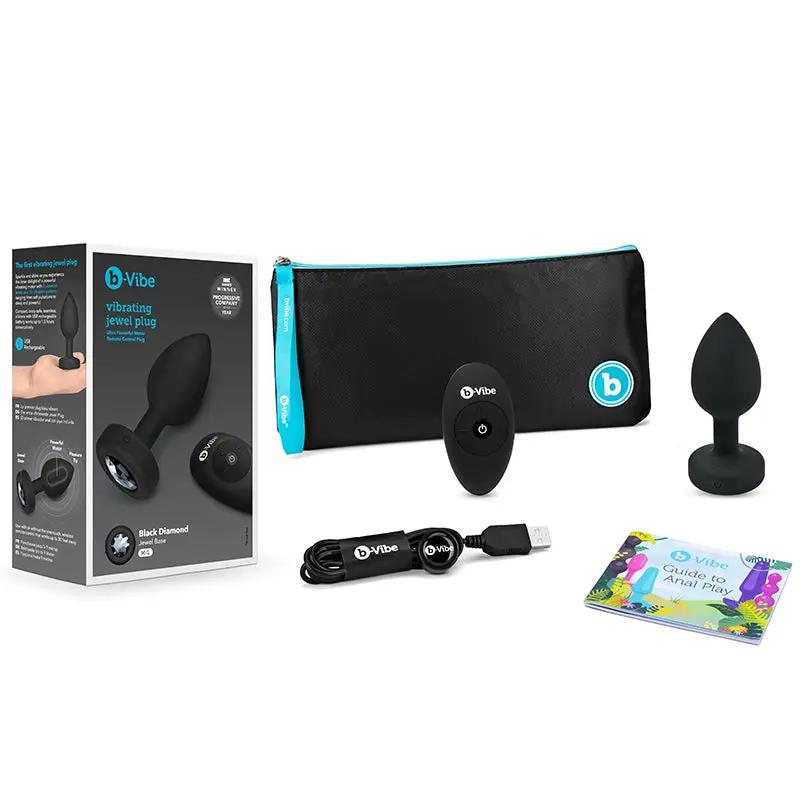 b-Vibe Vibrating Jewel Rechargeable Remote-Controlled Anal Plug with Gem Base Black Diamond Medium/Large by b-Vibe