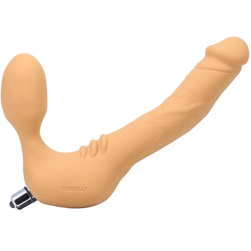 Tantus Real Strapless Slim Vibrating Strap-On Dildo Honey by Tantus