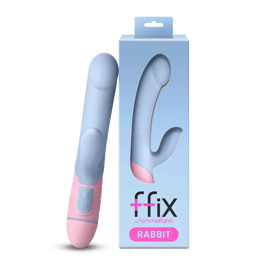 FemmeFunn FFIX Rabbit Waterproof Silicone Dual Stimulation G-Spot Vibrator Light Blue by ffix