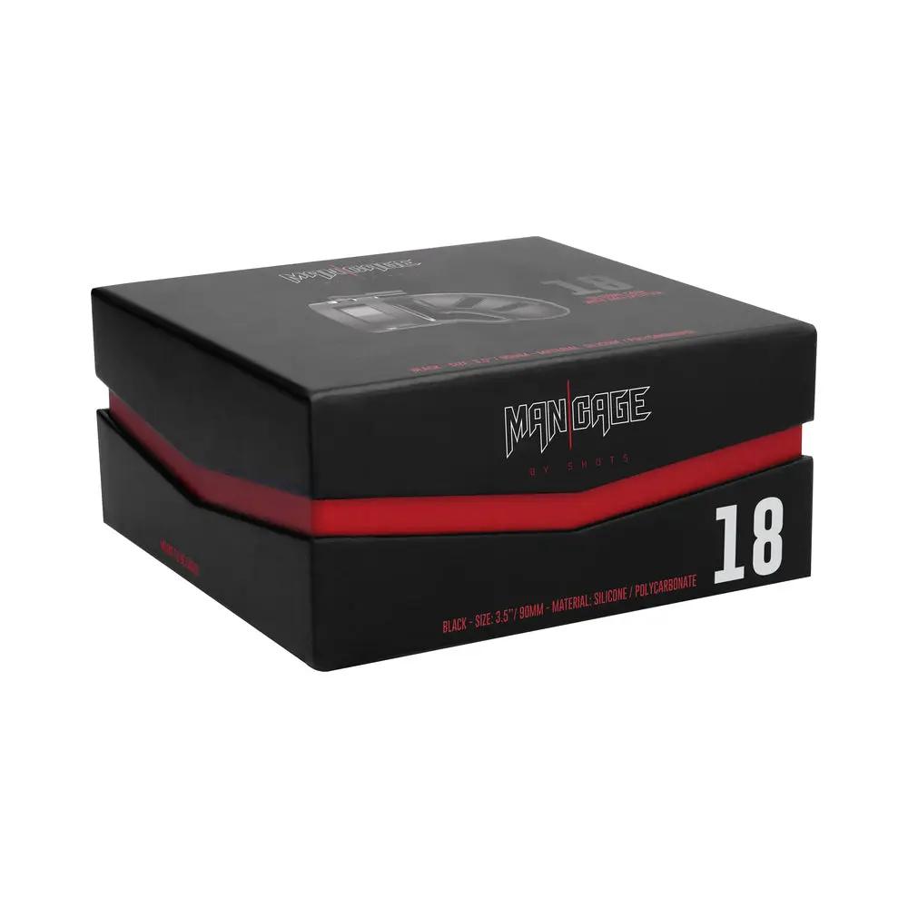Shots ManCage Model 18 Adjustable 3.5 in. Silicone Ballsplitter Cock Cage Black by Shots