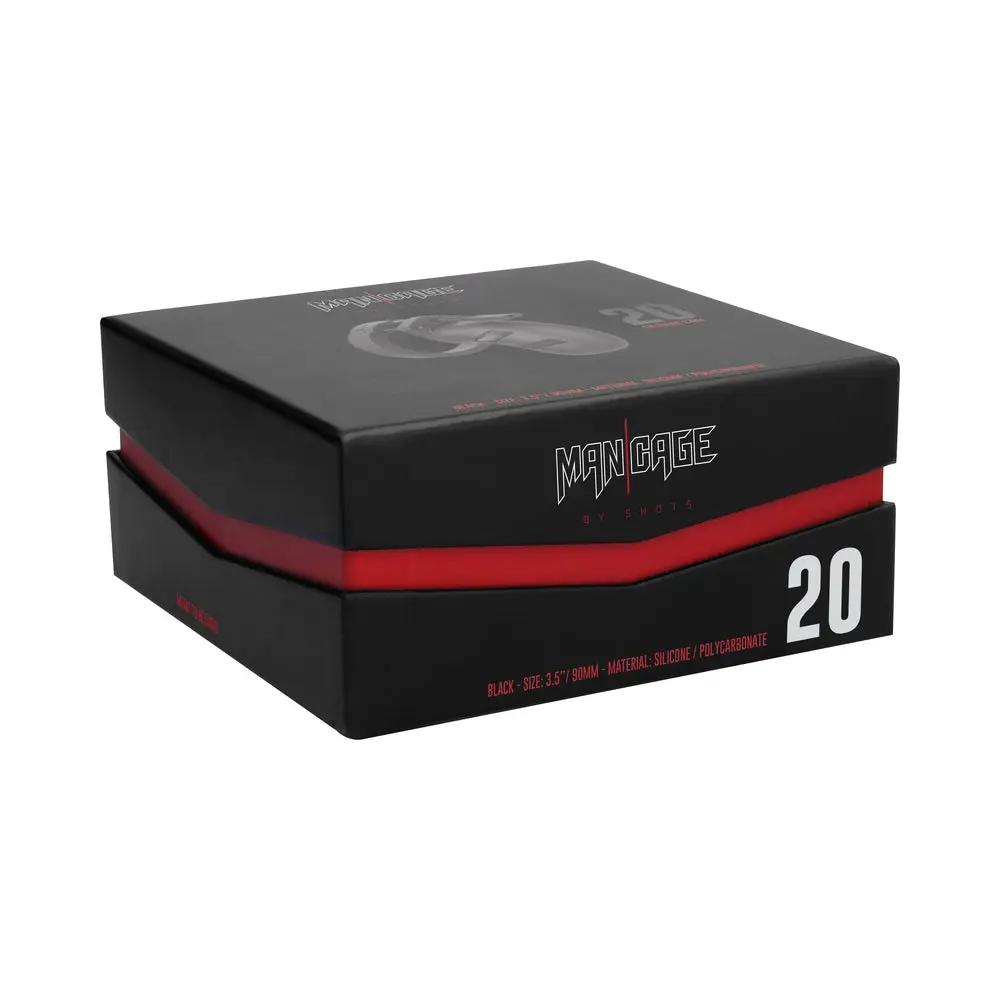 Shots ManCage Model 20 Adjustable 3.5 in. Silicone Chastity Cock Cage Black by Shots