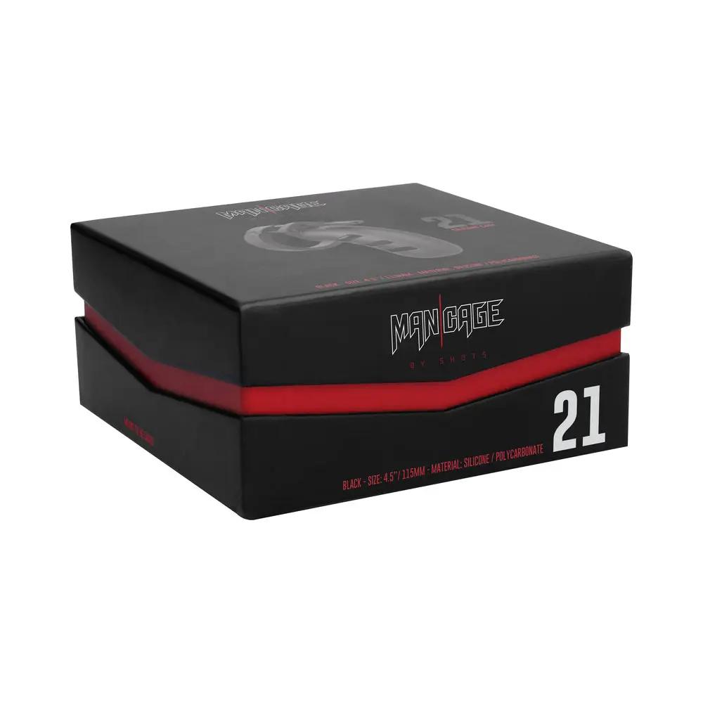 Shots ManCage Model 21 Adjustable 4.5 in. Silicone Chastity Cock Cage Black by Shots