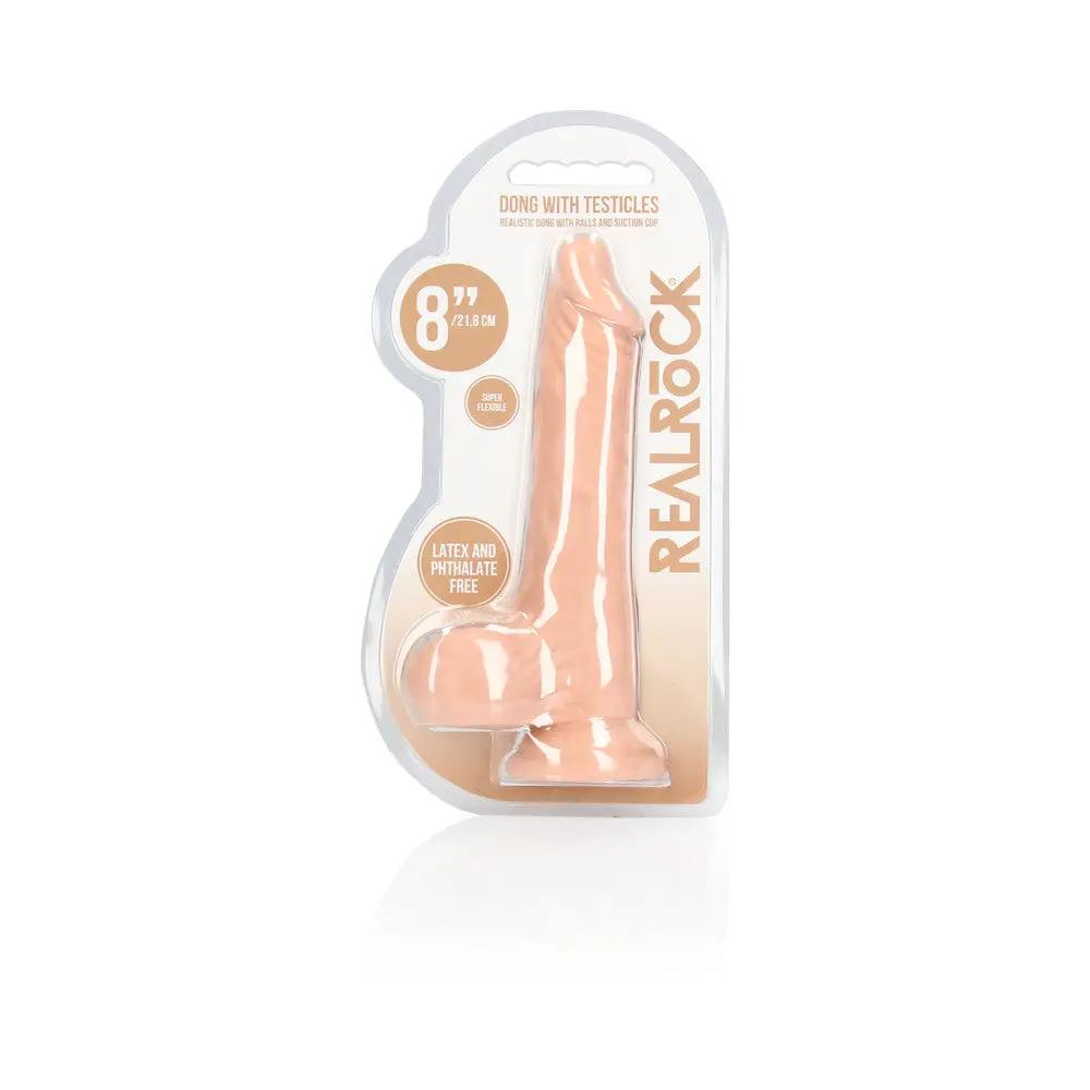 RealRock Realistic 8 in. Dildo With Balls and Suction Cup Beige by Shots
