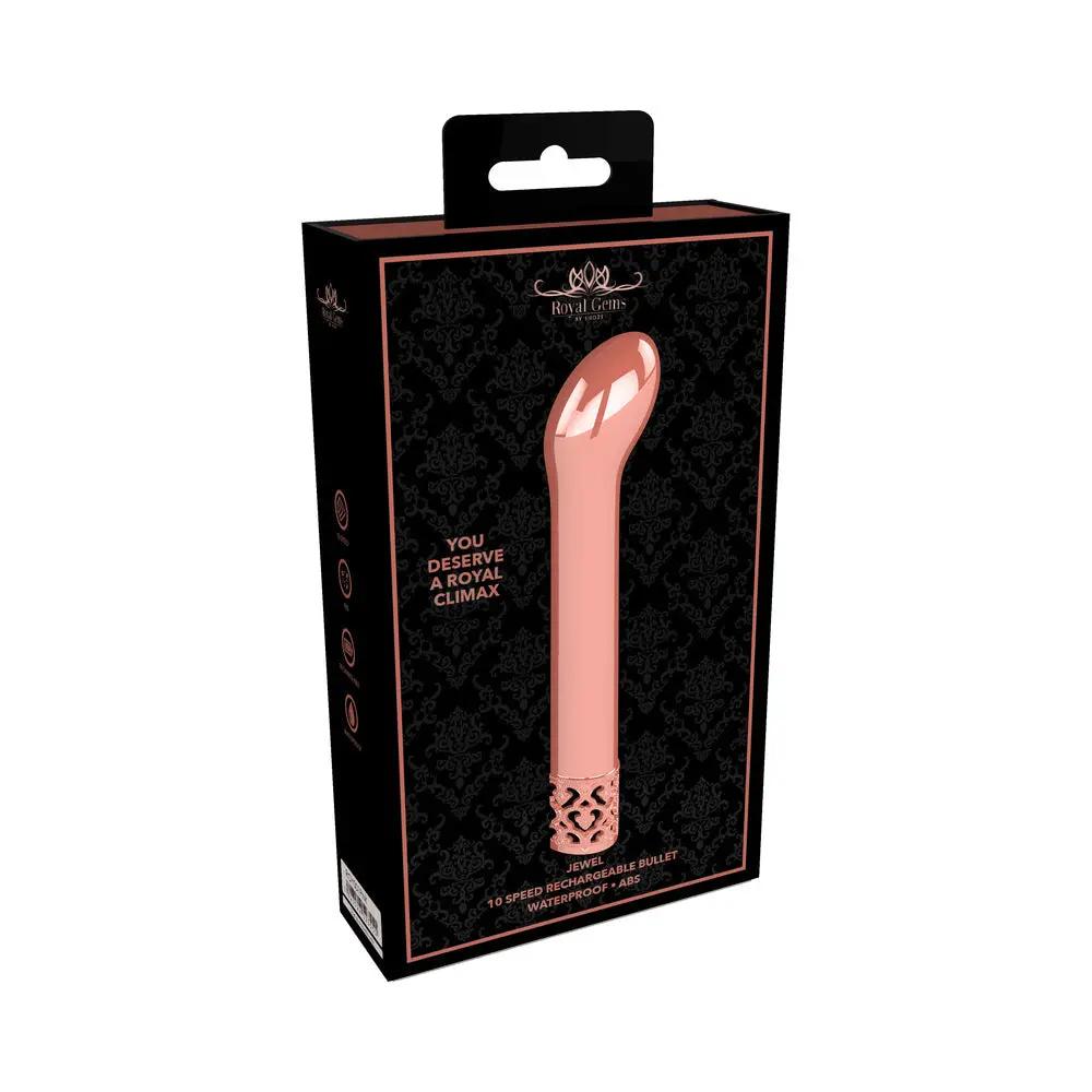 Royal Gems Jewel Rechargeable Curved ABS Bullet Vibrator Rose Gold by Shots