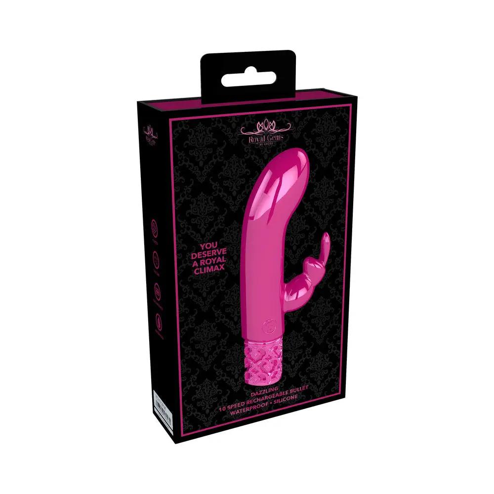 Royal Gems Dazzling Rechargeable Silicone Miniature Rabbit Vibrator Pink by Shots