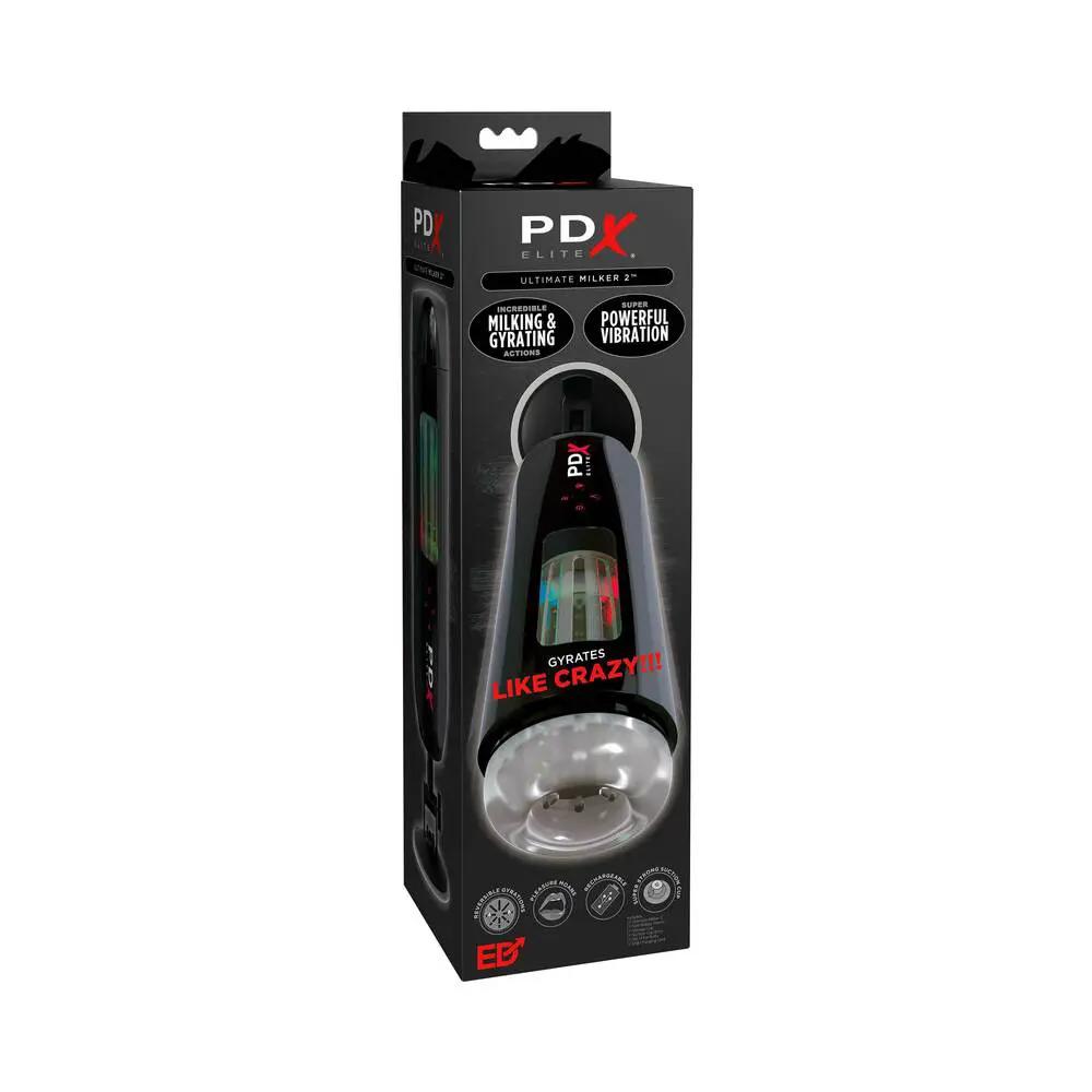 PDX Elite Ultimate Milker 2 Rechargeable Gyrating Suction Stroker With Hands-Free Suction Cup by PDX Brands