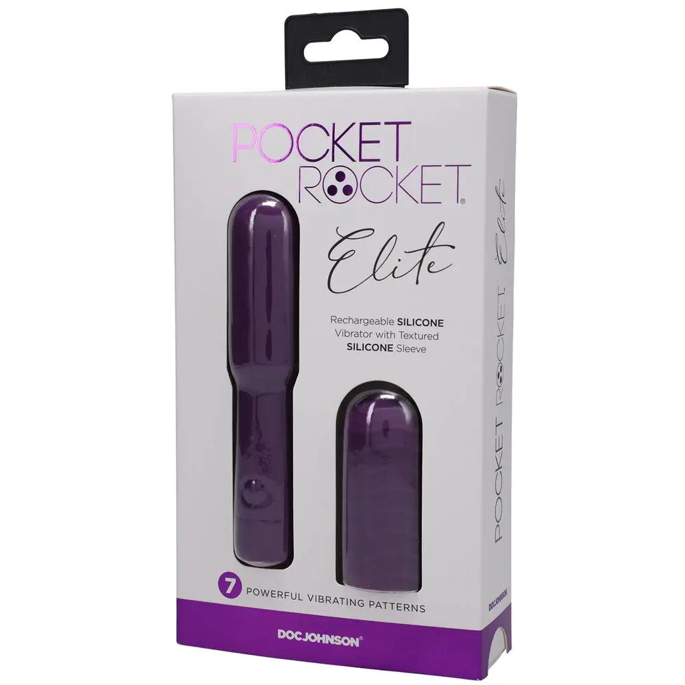 Pocket Rocket Elite Rechargeable Bullet With Removable Sleeve Purple by Doc Johnson