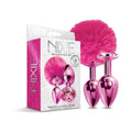 NIXIE Metal Butt Plug Set Pom Pom and Jewel-Inlaid Metallic Pink by Global Novelties