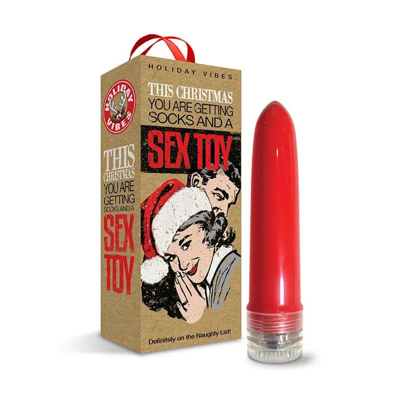 Naughty List Gift Socks And A Sex Toy 4 in. Multi-Speed Vibe With Storage Bag by Global Novelties