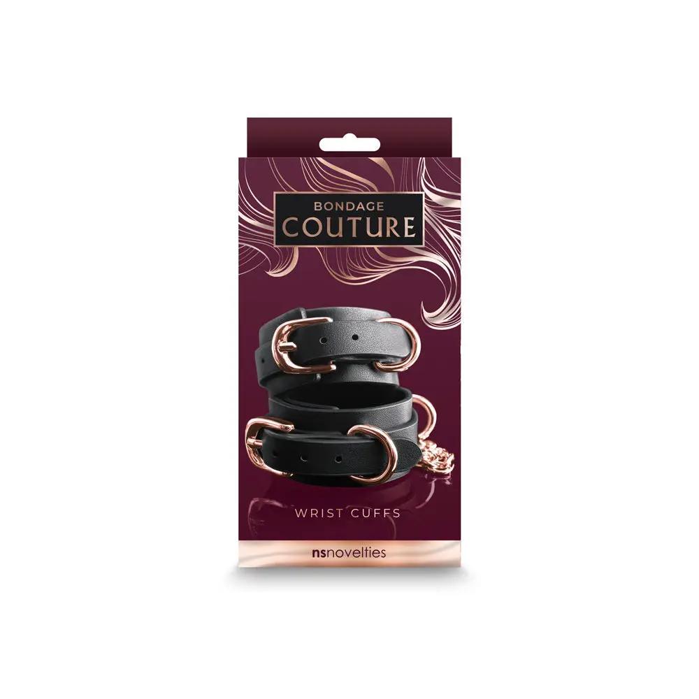 Bondage Couture Wrist Cuffs Black by NS Novelties