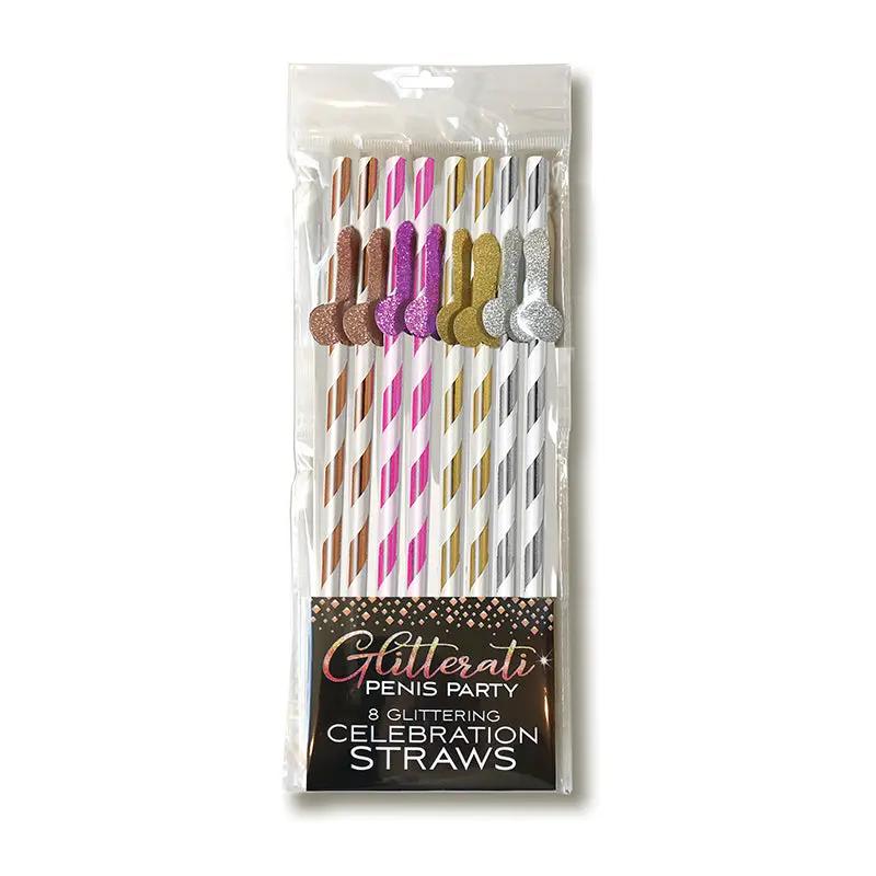 Glitterati Penis Party Tall Celebration Straws 8-Pack by Little Genie