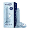 FemmeFunn Vortex Turbo Baller 2.0 8.25 in. Vibrating Rotating Dildo Light Blue by FemmeFunn