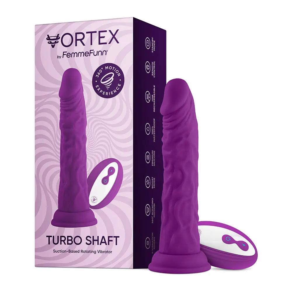 FemmeFunn Vortex Turbo Shaft 2.0 8 in. Vibrating Rotating Dildo Purple by FemmeFunn