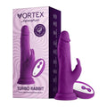 FemmeFunn Vortex Turbo Rabbit 2.0 8 in. Dual Stimulation Vibrating Dildo Purple by FemmeFunn