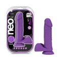 Neo Elite 8 in. Silicone Dual Density Dildo With Balls Neon Purple by Blush