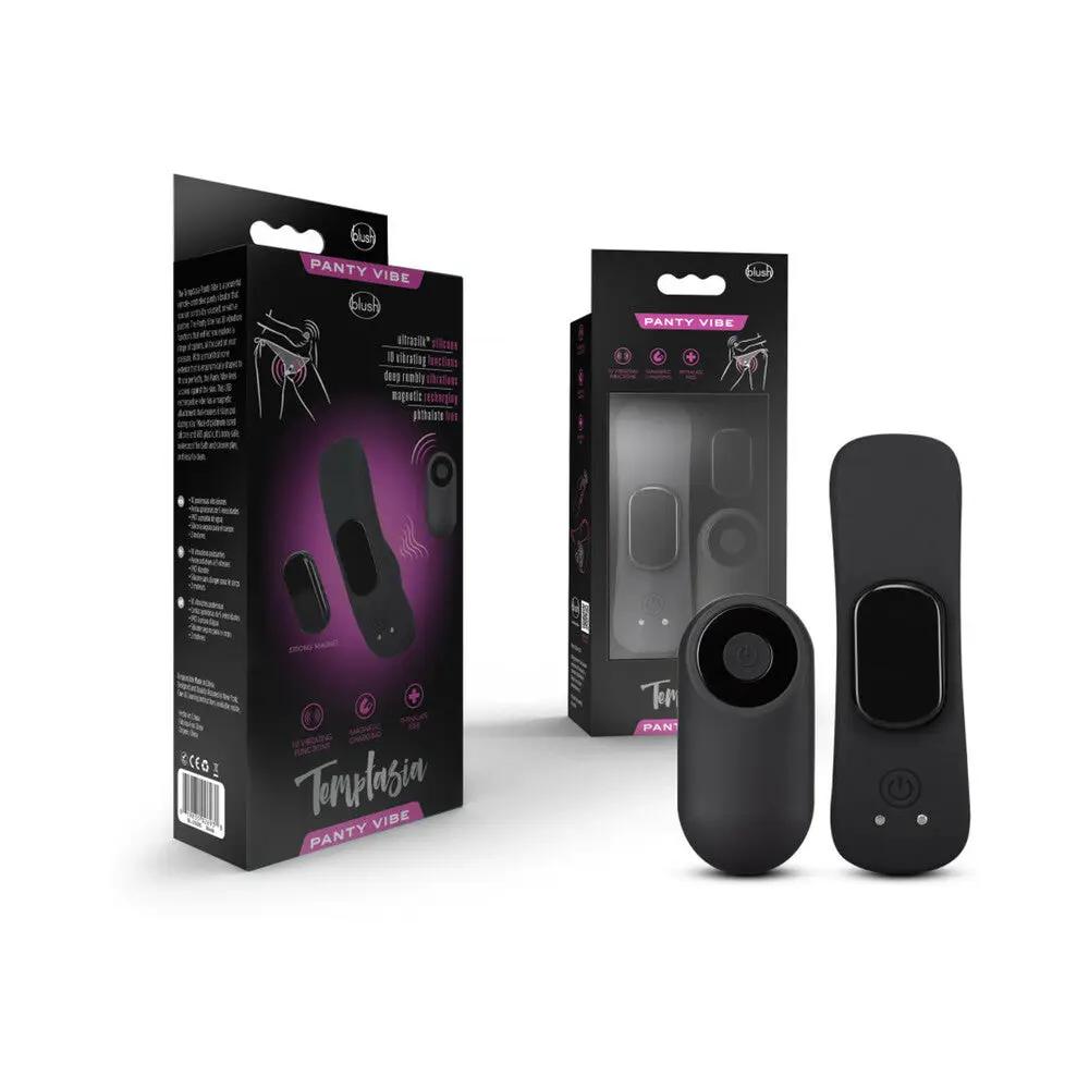Temptasia Panty Vibe Rechargeable Remote-Controlled Silicone Wearable Vibrator Black by Blush