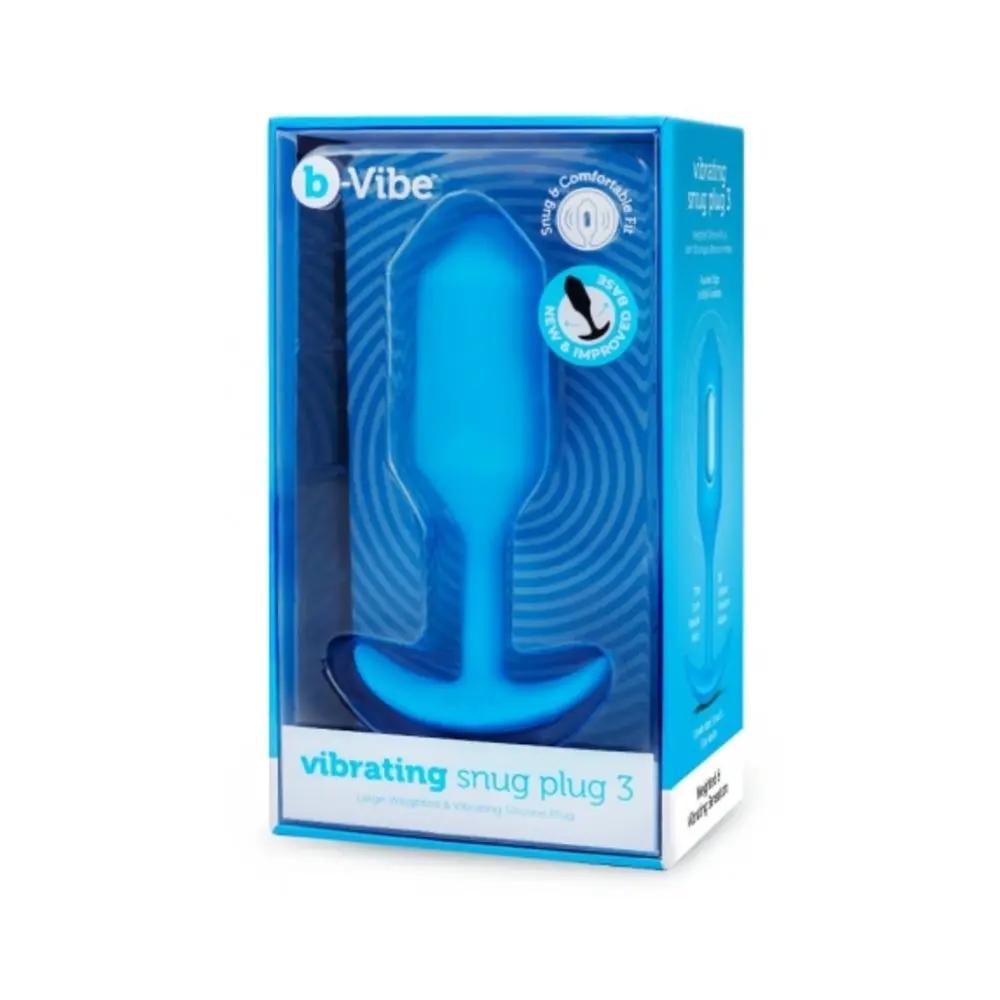 b-Vibe Vibrating Snug Plug 3 Rechargeable Weighted Silicone Anal Plug Blue by b-Vibe