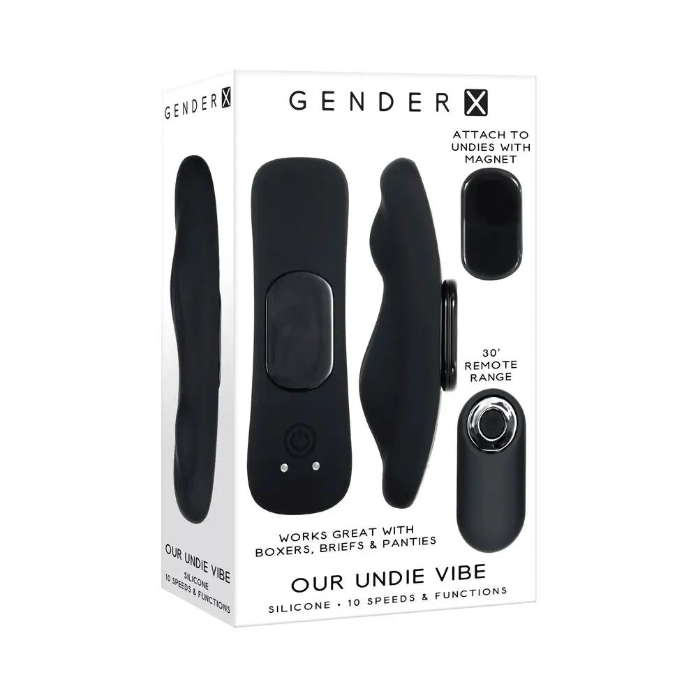 Gender X Our Undie Vibe Rechargeable Remote-Controlled Magnetic Silicone Underwear Vibrator Black by Gender X