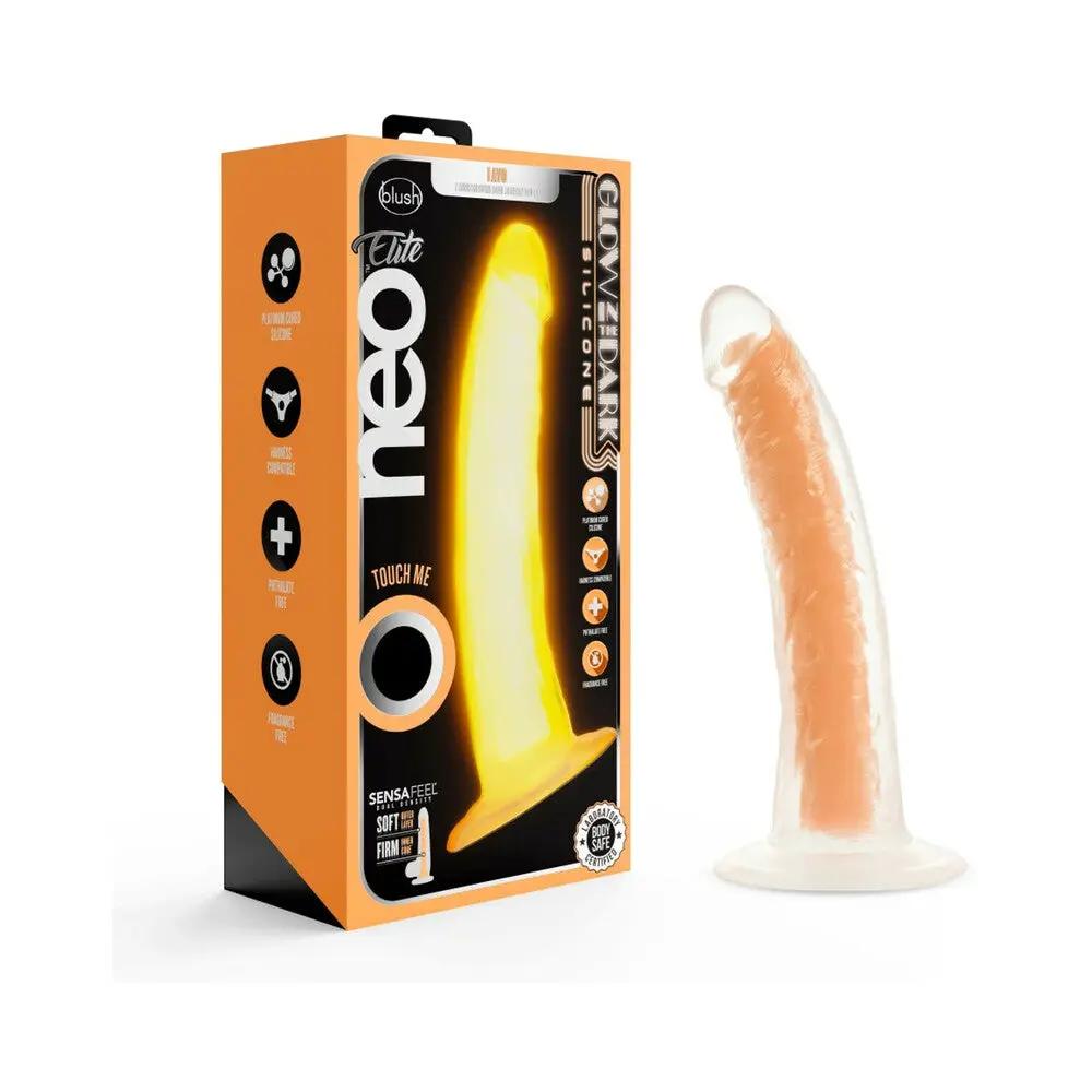 Neo Elite Glow in the Dark Viper 7 in. Dual-Density Dildo Neon Orange by Blush