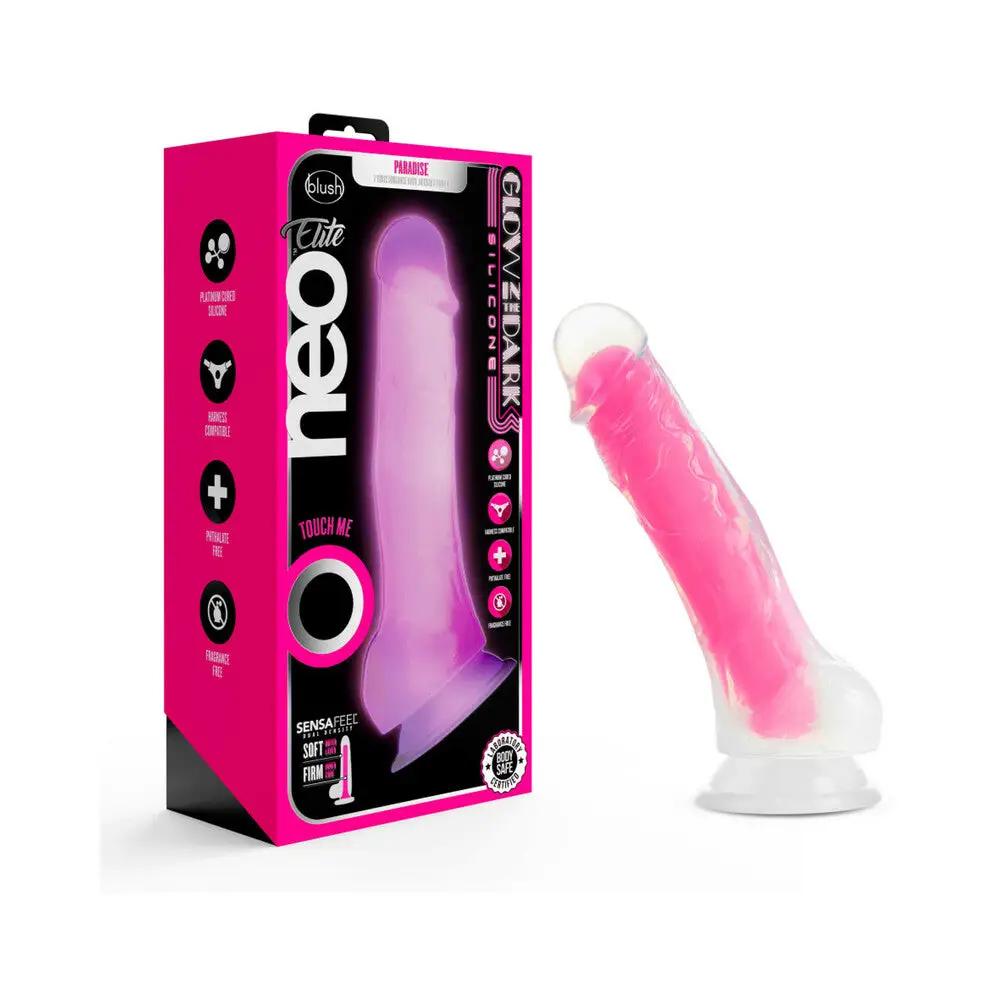 Neo Elite Glow in the Dark Viper 7 in. Dual-Density Dildo Neon Pink by Blush