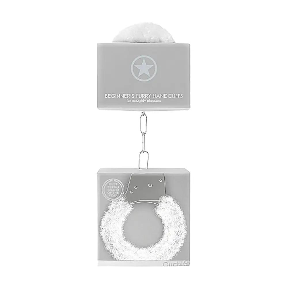 Ouch! Beginner's Furry Handcuffs With Quick-Release White by Shots