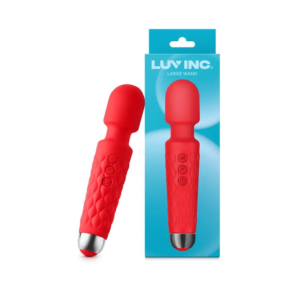 Luv Inc Lw96 Large Wand Rechargeable Flexible Silicone Vibrator Red by Luv Inc.