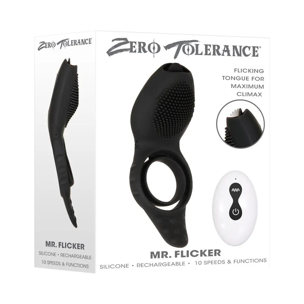 Zero Tolerance Mr. Flicker Remote-Controlled Flicking Tongue Vibrating Cockring Black by Zero Tolerance