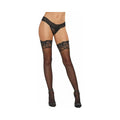 Dreamgirl Sheer Thigh-High Stockings with Silicone Lace Top Black OS by Dreamgirl