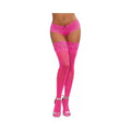 Dreamgirl Neon Pink Sheer Thigh-High Stockings With Silicone Lace Top Pink OS by Dreamgirl