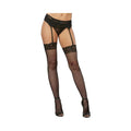 Dreamgirl Fishnet Thigh-High Stockings With Lace Top Black OS by Dreamgirl