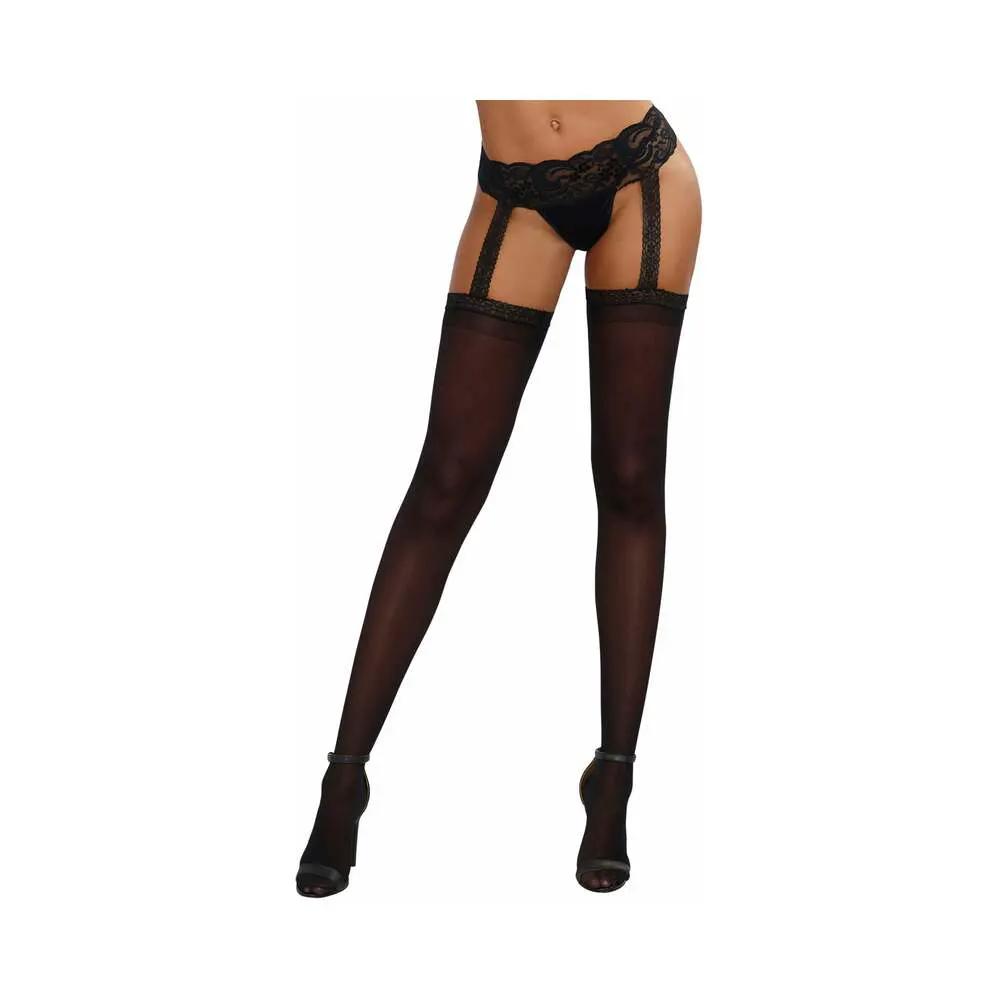 Dreamgirl Stretch Lace Suspender Garter Belt Pantyhose Black OS by Dreamgirl