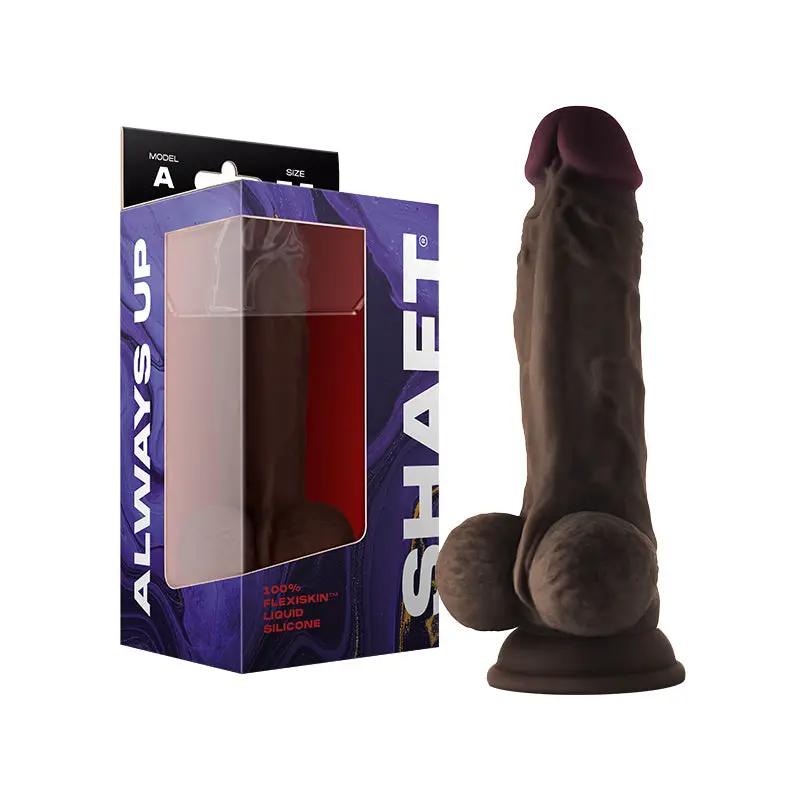 Shaft Model A: 7.5 in. Dual Density Silicone Dildo with Balls Mahogany by Shaft