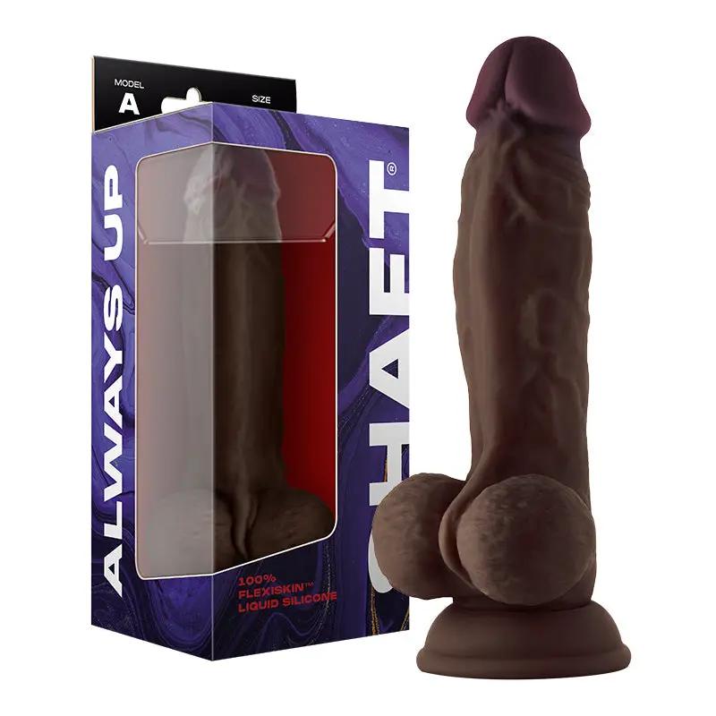 Shaft Model A: 9.5 in. Dual Density Silicone Dildo with Balls Mahogany by Shaft