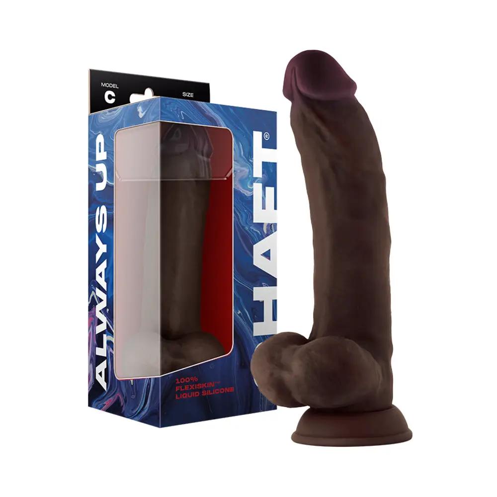 Shaft Model C: 9.5 in. Dual Density Silicone Dildo with Balls Mahogany by Shaft
