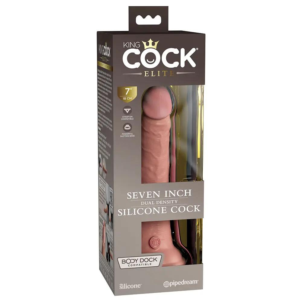 King Cock Elite 7 in. Dual Density Silicone Cock Realistic Dildo With Suction Cup Beige by Pipedream