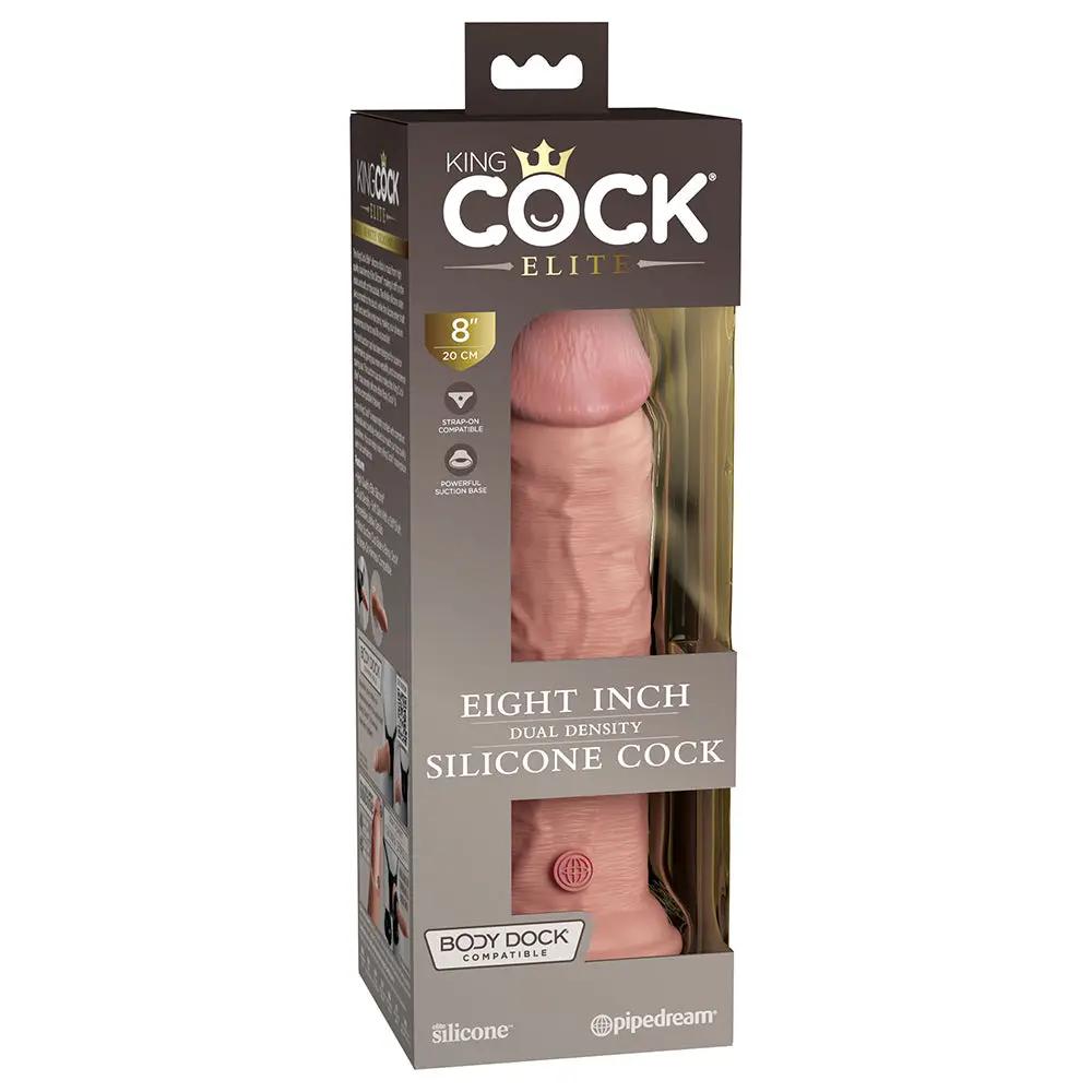 King Cock Elite 8 in. Dual Density Silicone Cock Realistic Dildo With Suction Cup Beige by Pipedream