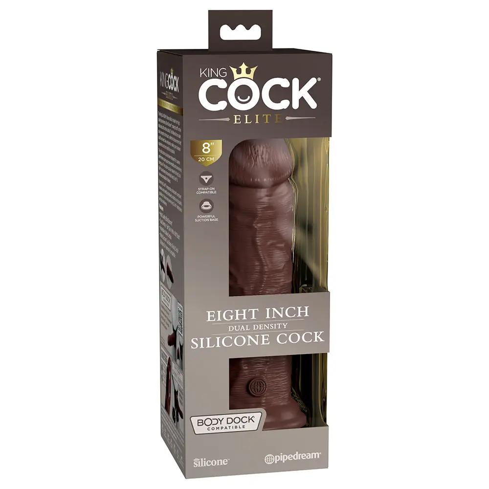 King Cock Elite 8 in. Dual Density Silicone Cock Realistic Dildo With Suction Cup Brown by Pipedream