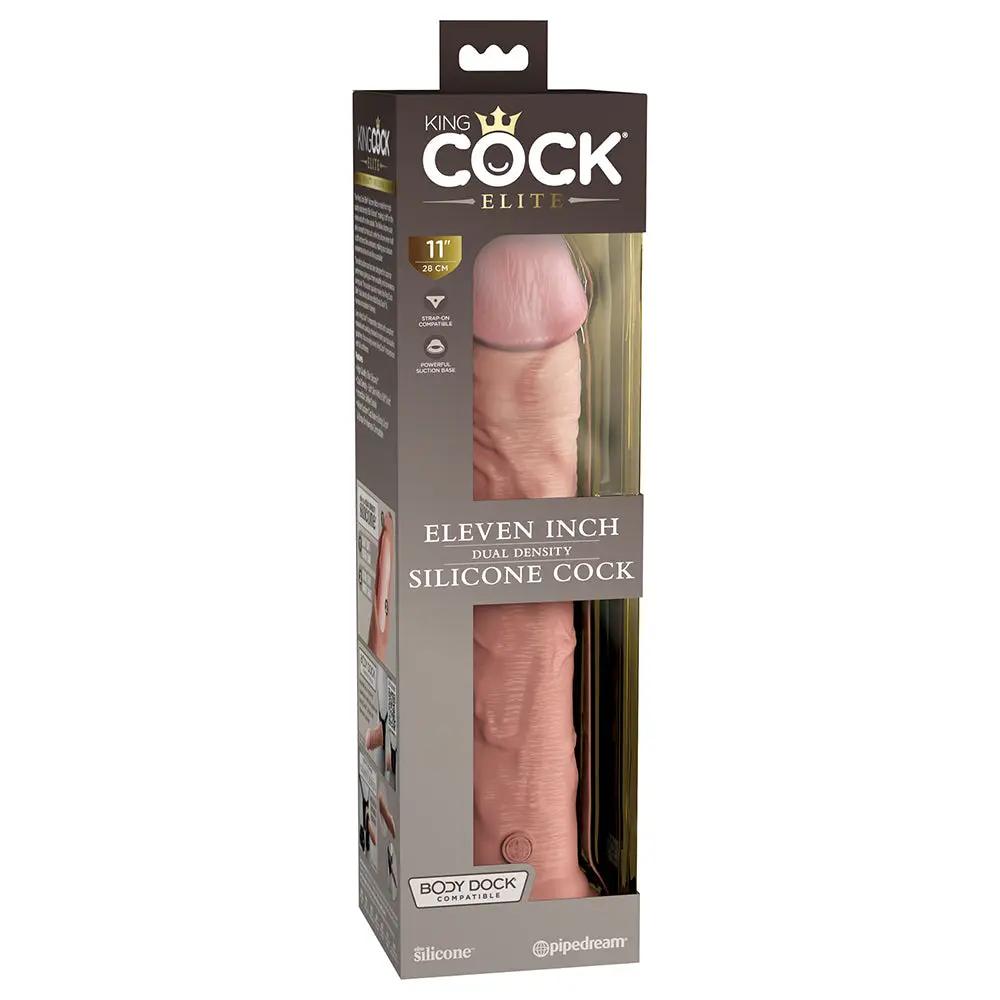 King Cock Elite 11 in. Dual Density Silicone Cock Realistic Dildo With Suction Cup Beige by Pipedream