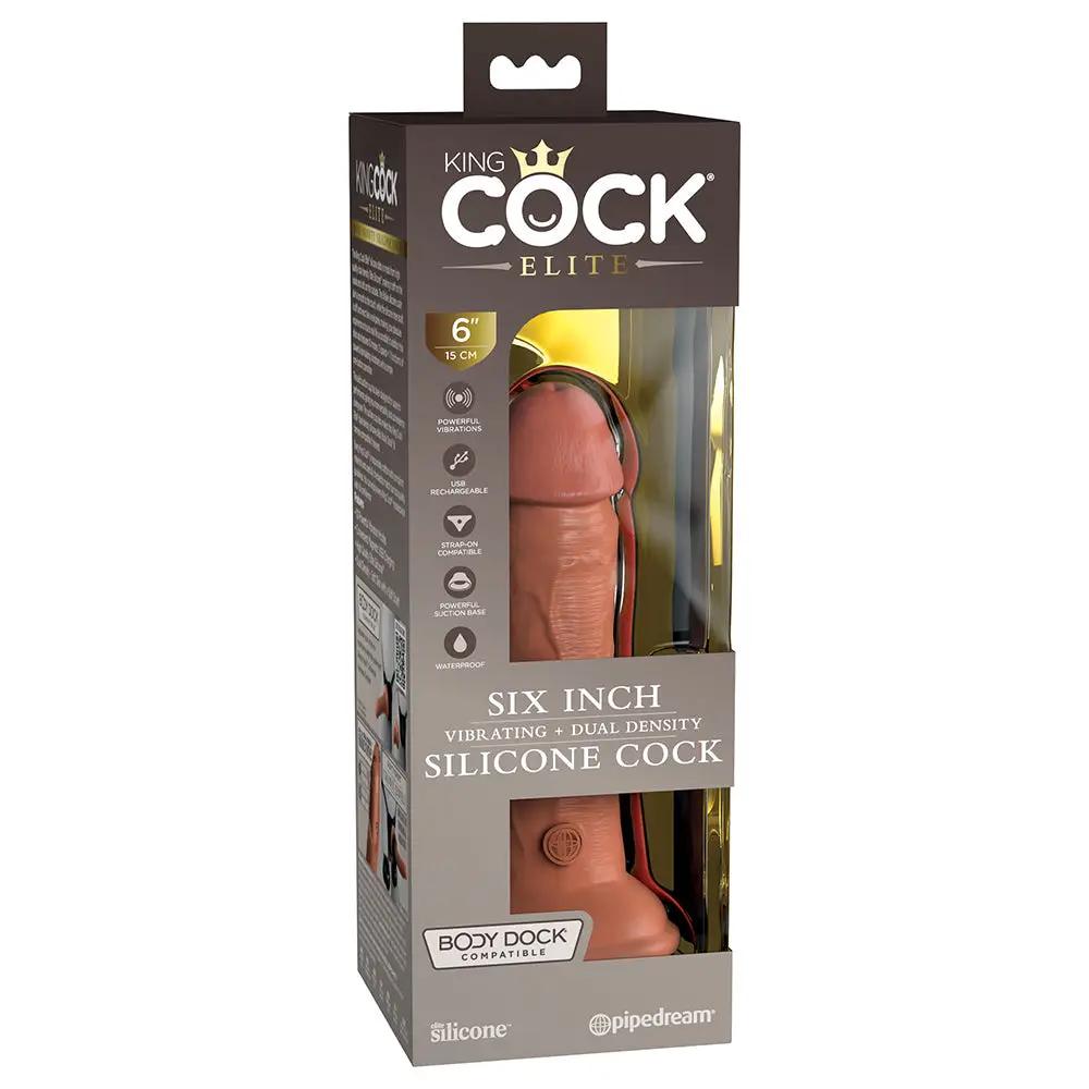 King Cock Elite 6 in. Vibrating Realistic Dildo With Suction Cup Tan by Pipedream
