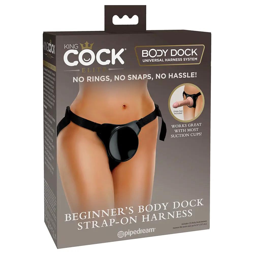 King Cock Elite Beginner's Body Dock Strap-On Harness Black by Pipedream