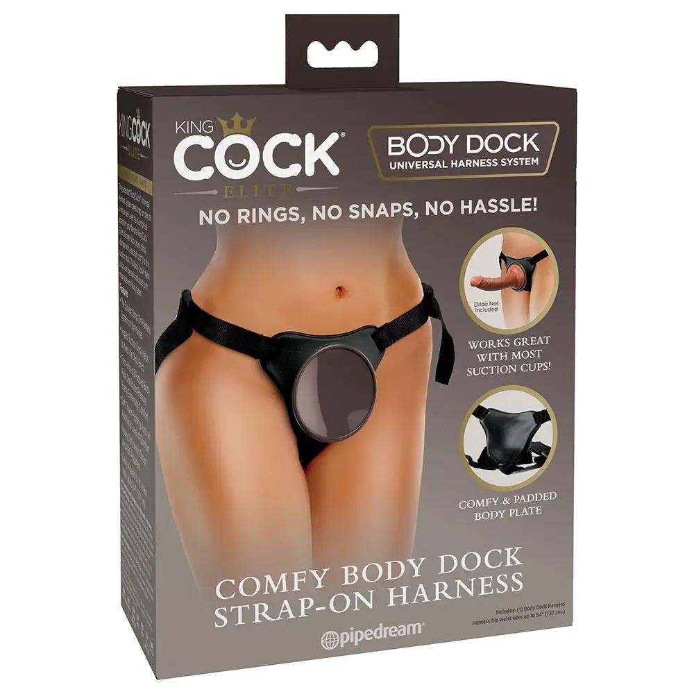 King Cock Elite Comfy Body Dock Strap-On Harness Black by Pipedream