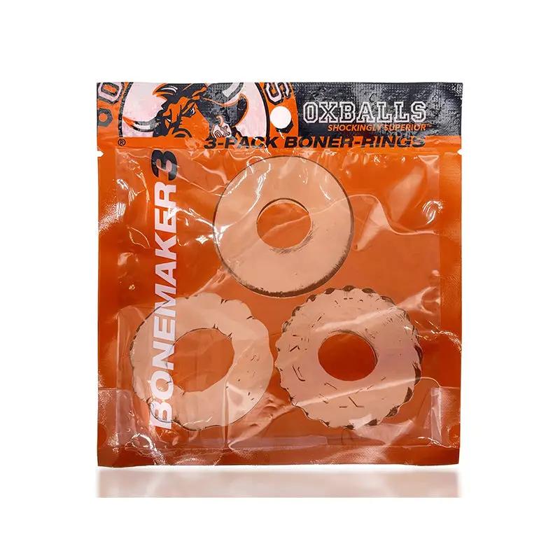 OxBalls Bonemaker 3-Pack Boner Cockring Kit FLEXtpr Clear by Oxballs