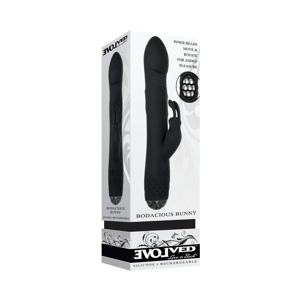 Evolved Bodacious Bunny Rechargeable Silicone Rabbit Vibrator Black by Evolved